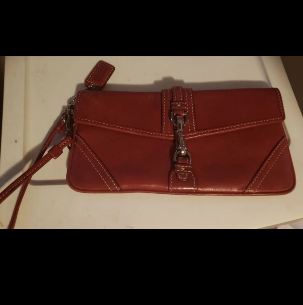 Red coach wrist bag